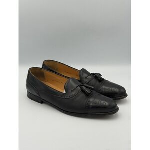Mezlan Havana Tassel Loafers Mens 11 Black Leather Old Money Preppy Brogue